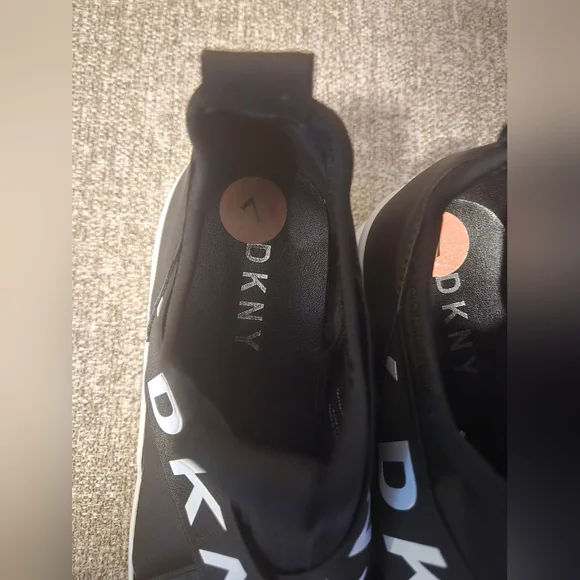 DKNY Black and White Slip-On Platforms - Picture 2 of 6
